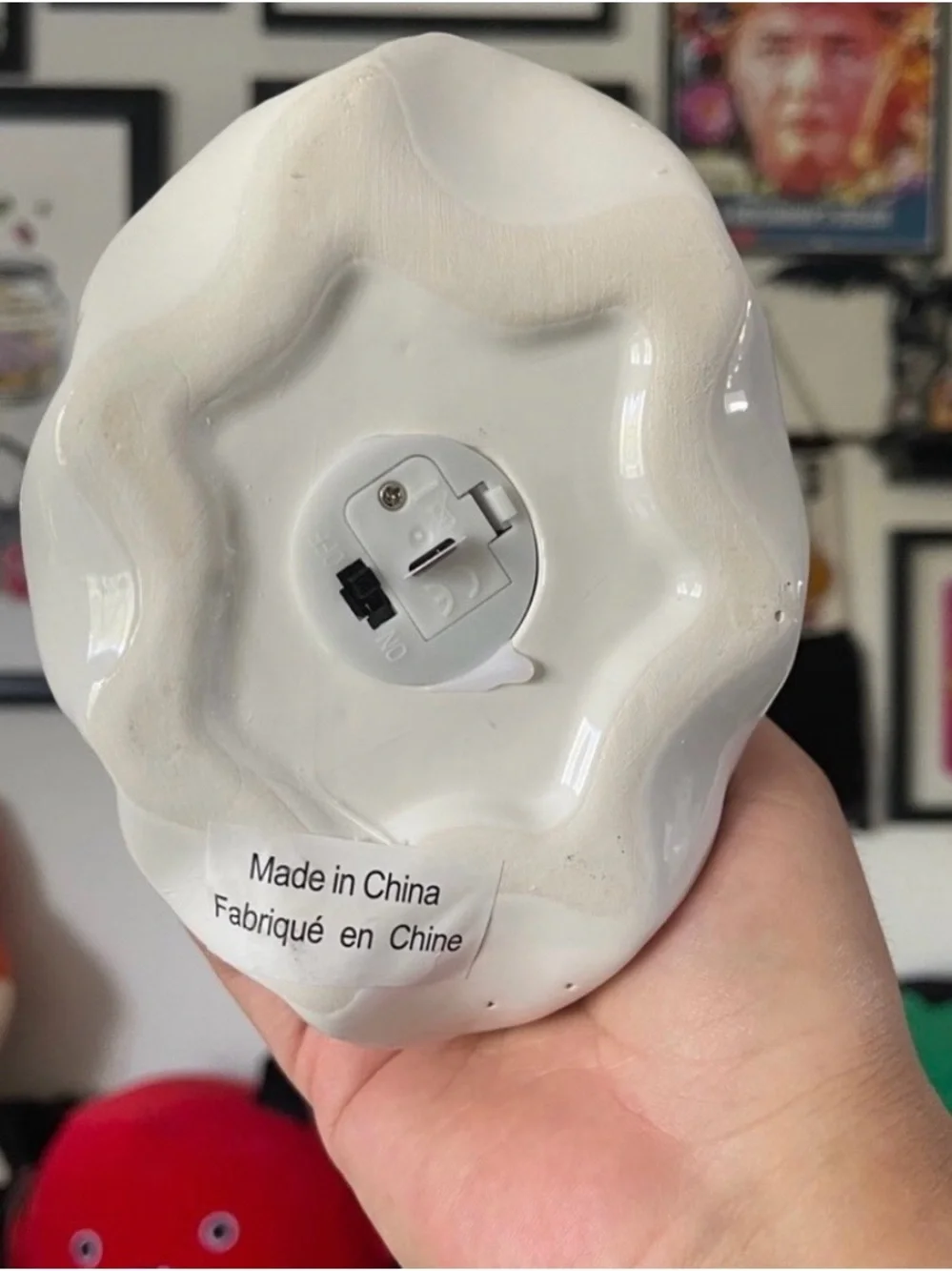 White Ceramic Ghost Luminary with Bat Cutouts